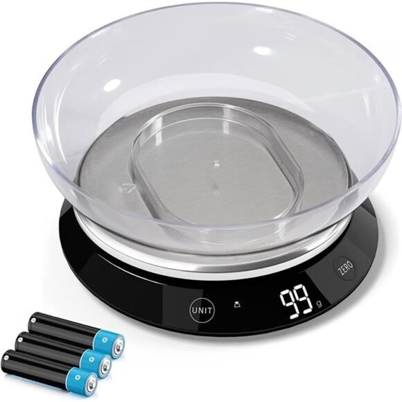 Digital Kitchen Scale with Bowl Food Scales 5000g by 1g Accuracy, Scale
